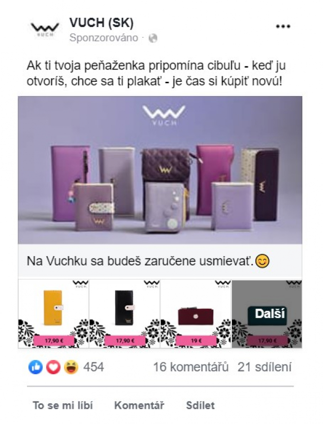 Príklad na reklamu Zdroj: Vuch SK