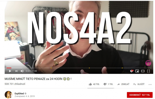 Príklad promovania influencerom. Zdroj: Youtube