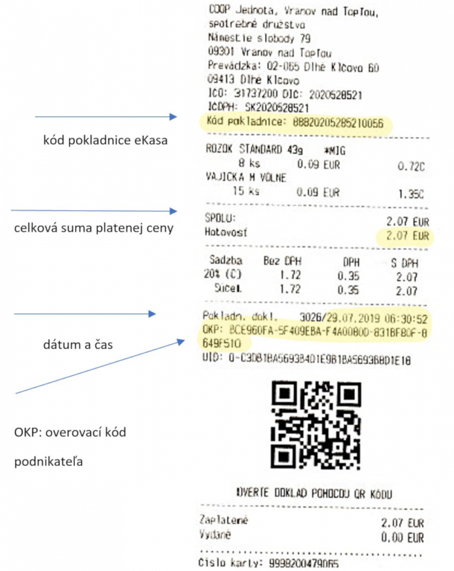 Vzor pokladničného dokladu