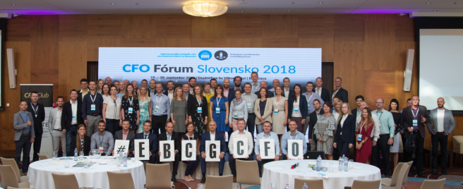 Skupinová fotka CFO Fórum Slovensko 2019. Zdroj: archív EBCG