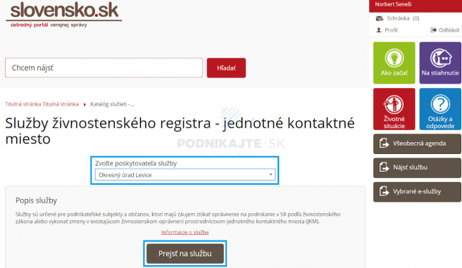 Postup zrušenia živnosti online. Zdroj: slovensko.sk