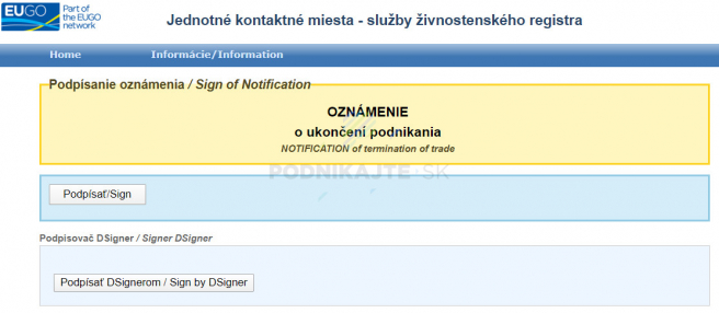 Postup zrušenia živnosti online. Zdroj: slovensko.sk