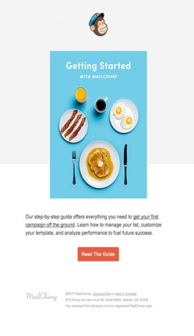 Onboardingová kampaň MailChimpu. Zdroj: Really Good Emails