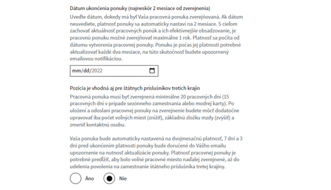 Obrázok č. 2 – Nastavenie platnosti inzerátu na portáli