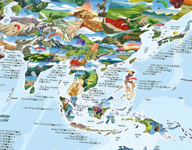 Ukážka paraglajdistickej mapy. Zdroj: awesome-maps.com