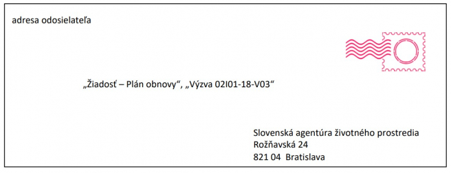 Príklad označenia obálky. Zdroj: Príručka pre žiadateľa, obnovdom.sk