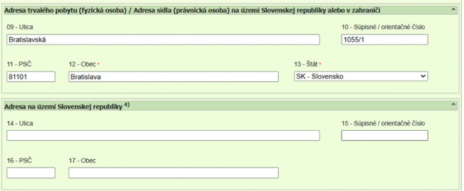 Zdroj tlačiva: Finančná správa SR