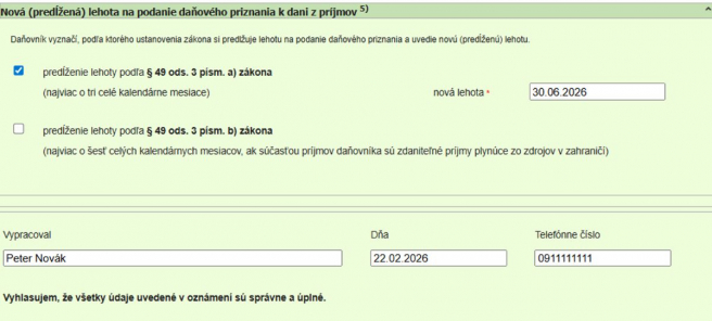 Zdroj tlačiva: Finančná správa SR